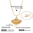 Fan pendant necklace with length diagram