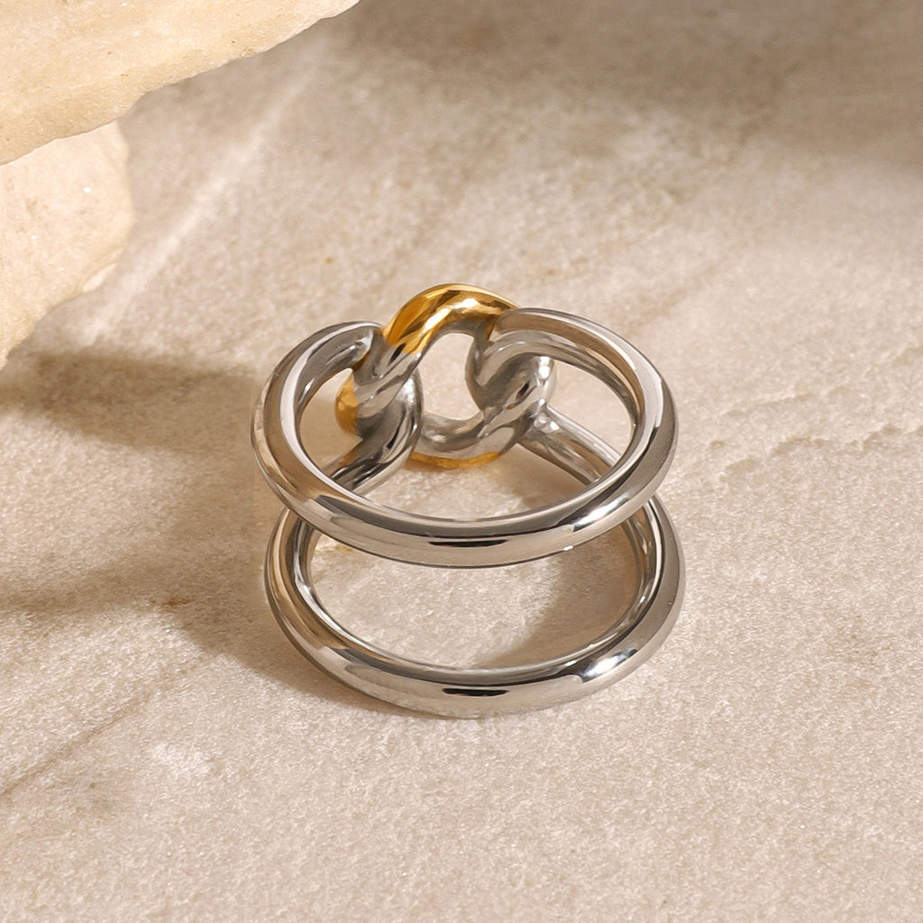 Top view showing the two bands and interlocking front detail