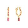 gold plated 925 sterling silver baguette zirconia drop hoop earrings — product image 10 of 11