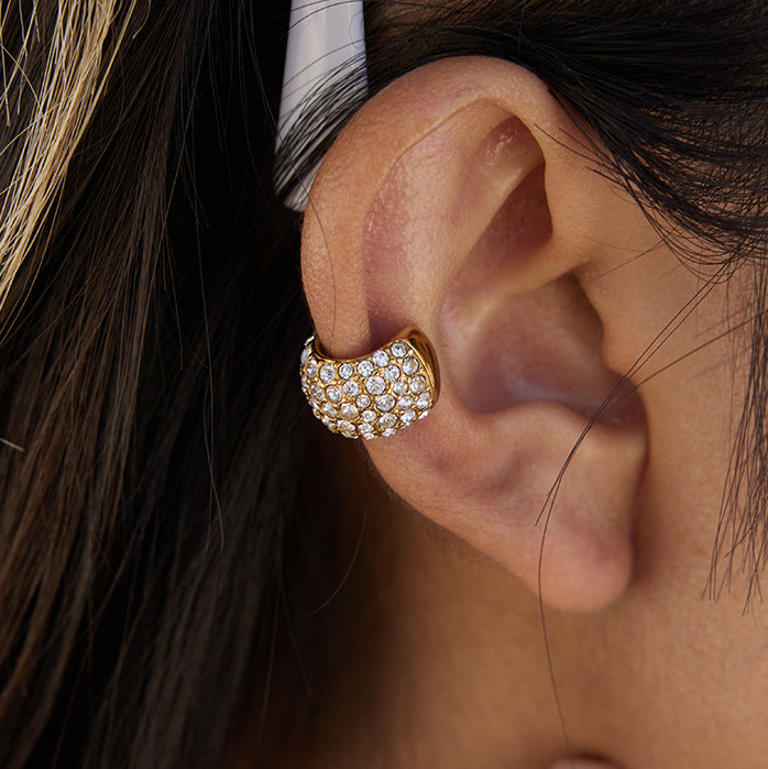 Stainless Steel Hoop, Ear Cuff and Heart Stud Earring Collection close-up view