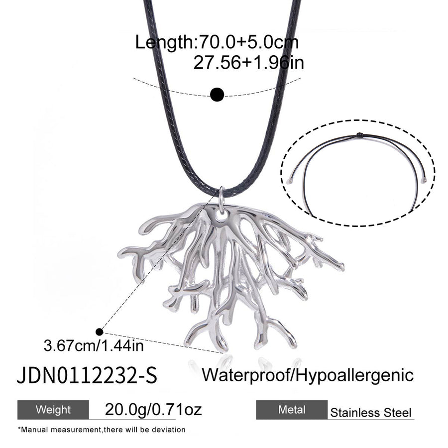 Steel color coral pendant with measurements