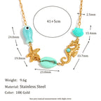 Ocean charm necklace dimensions and stainless steel material detail