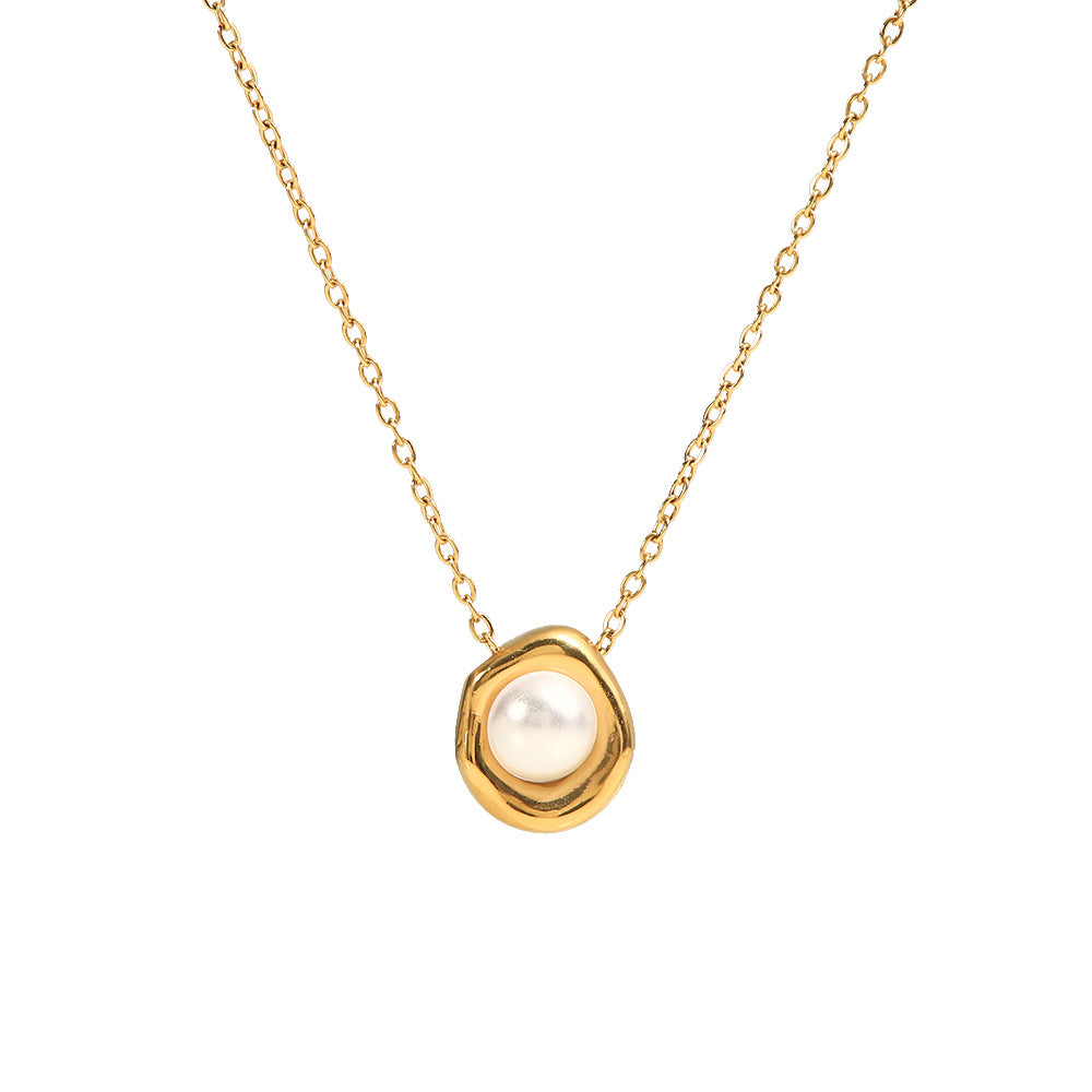 Front view of the irregular oval stainless steel pendant