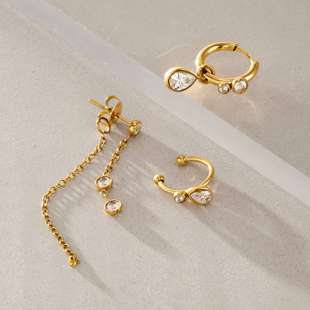 Gold-tone ear styling set showing post and cuff openings