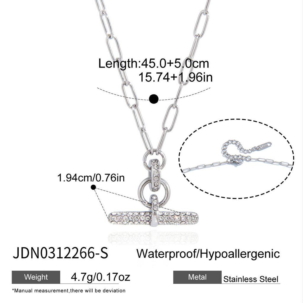 Steel color T-bar necklace size chart