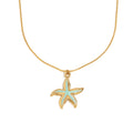 Aqua enamel starfish pendant necklace front view