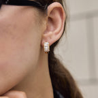Rectangular clear stone hoop shown in model profile
