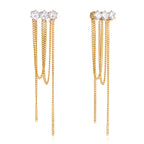 isolated triple-stone tassel earrings with cascading chains