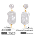 Wholesale Gold-Tone Stainless Steel Imitation Baroque Pearl Drop Earrings - finish detail