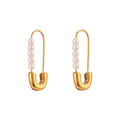 Stainless steel imitation pearl pin earrings isolated on white