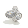 silver-finish statement ring with oval and round clear stones