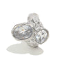 silver-finish statement ring with oval and round clear stones