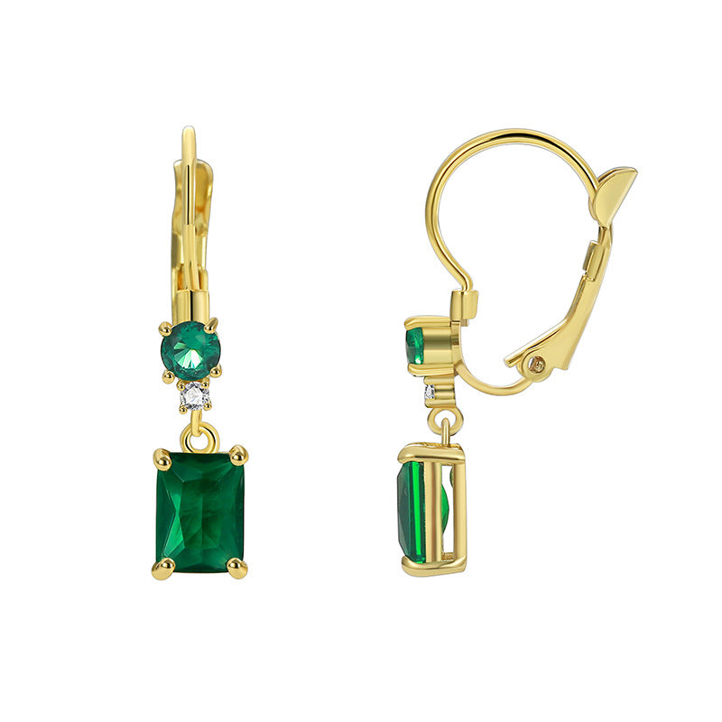 front and side view of gold plated green zirconia drops