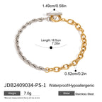 Two-tone link bracelet dimensions and material detail