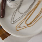 gold plated and silver-finish layered stainless steel necklaces