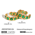 Green-accent hoop earrings with clear detailing