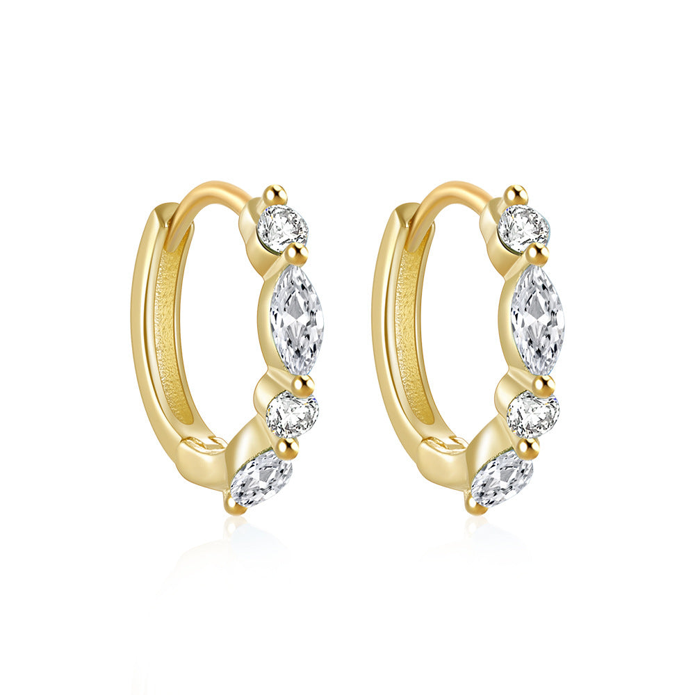 gold plated 925 sterling silver marquise stone huggie earrings — product image 6 of 9