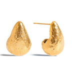 Front and side of rough-textured teardrop earrings