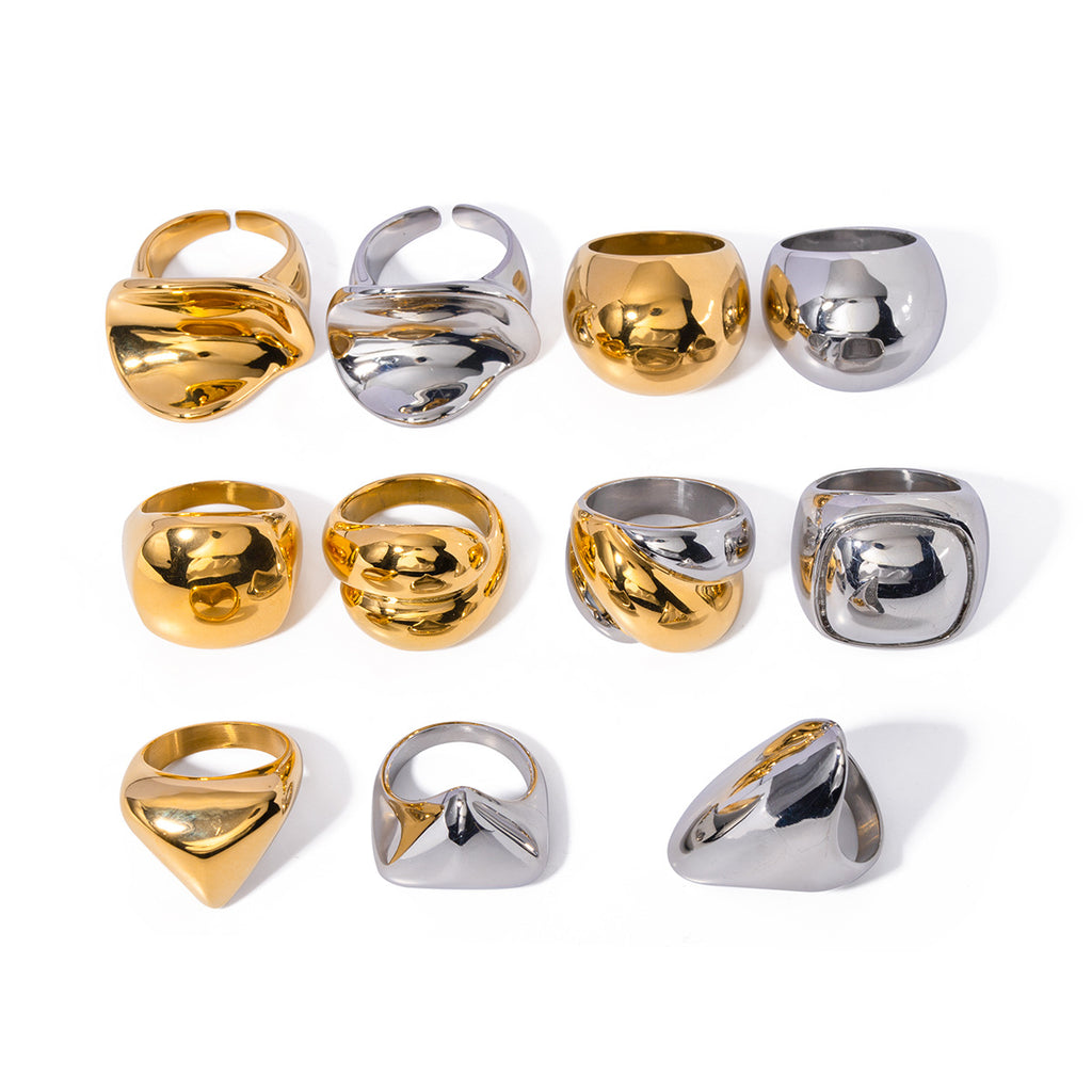 Wholesale Gold Plated Stainless Steel Dome Statement Ring Collection - design detail