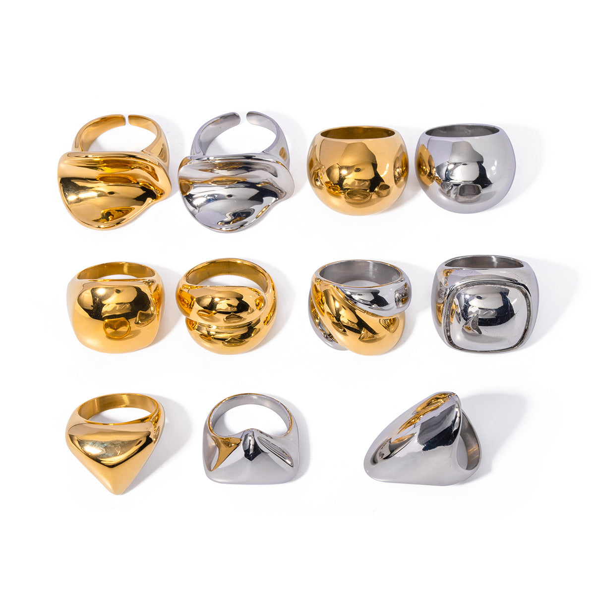 Wholesale Gold Plated Stainless Steel Dome Statement Ring Collection - design detail