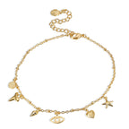 isolated mixed ocean charm anklet with extension chain