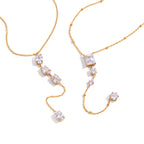 Gold-Tone Clear Accent Stainless Steel Necklace Collection finish and shape detail