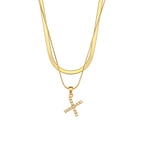 Imitation pearl letter X pendant on layered stainless steel chains