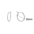 silver-finish slim round hoop earrings in 20 mm diameter