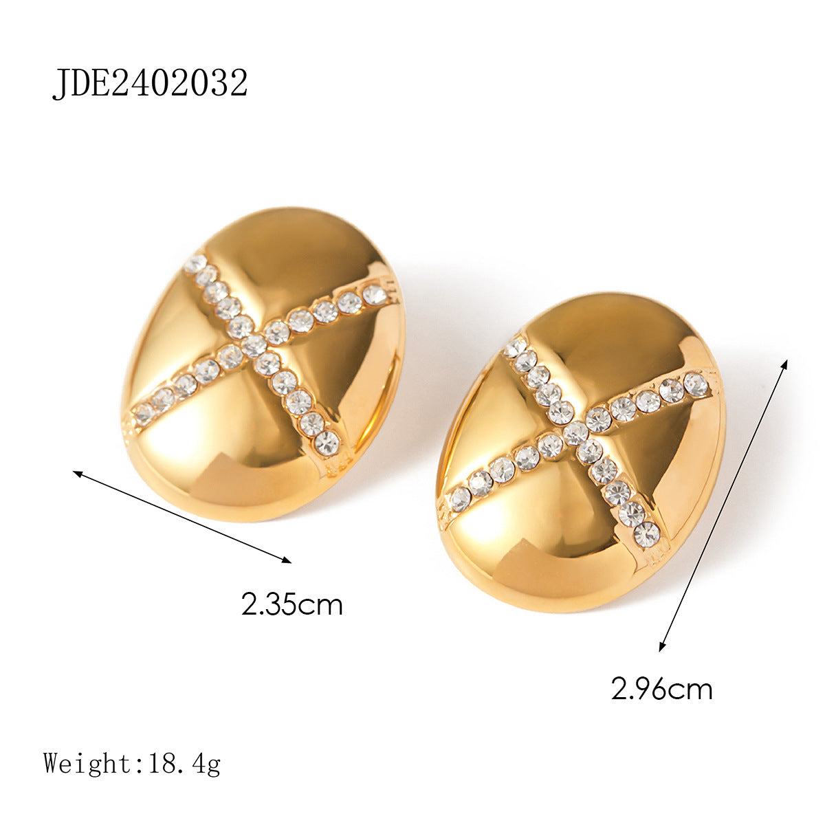 Gold Plated Clear Accent Stainless Steel Stud Earring Collection — finish detail