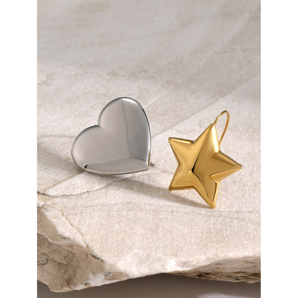 Heart and Star Stainless Steel Ring Collection styled product view