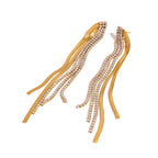 Gold-Tone Clear Accent Tassel Stainless Steel Drop Earrings — wholesale view 4
