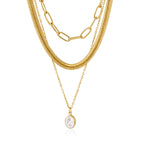 Triple chain necklace front view on white
