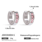 Pink Clear-Stone Stainless Steel Hoop Earring Collection additional style reference