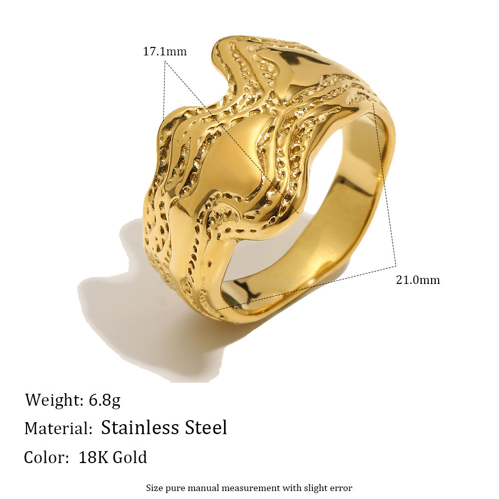 topographic wave ring with 17.1 mm face and 6.8 g listed weight
