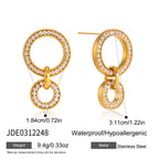 Double-circle stud earrings with size guide