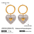 Two-Tone Heart Stainless Steel Drop Hoop Earrings – detail view