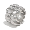silver-finish pebble band ring with small clear accents