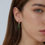 gold plated rectangular green zirconia drops worn on the ear