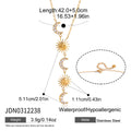 Sun and crescent Y necklace size image showing 42 cm chain plus 5 cm extension