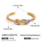 Gold Plated Two-Tone Knot Stainless Steel Open Cuff Bracelet – detail view