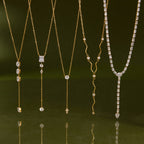 Gold-Tone Clear Stone Stainless Steel Y Necklace Collection — five-necklace assortment