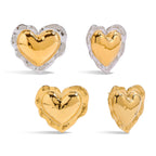 Stainless Steel Heart Stud Earrings and Charm Ring Collection — pink heart charm ring option