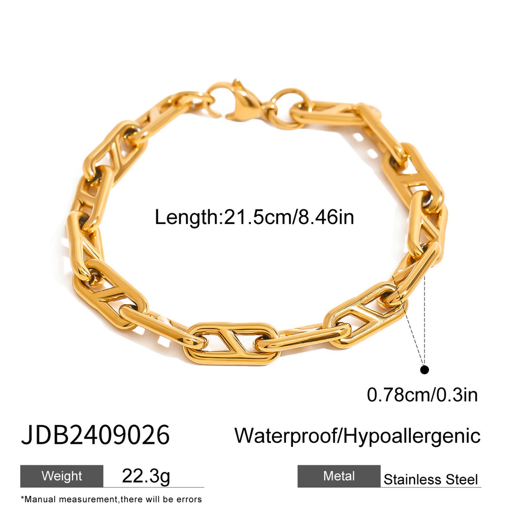 Angular interlocking-link stainless steel bracelet
