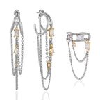 Front views of chain drape earrings and separate matching ring