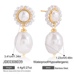 Gold-Tone Pearl-Look Stainless Steel Drop Earrings variant reference