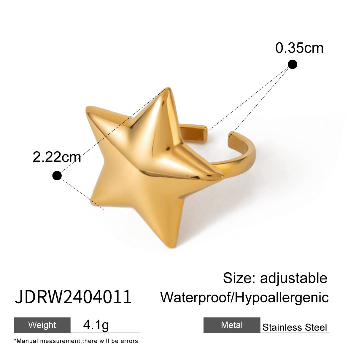 Heart and Star Stainless Steel Ring Collection variant reference