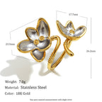 floral open ring dimensions with 7.0 g listed weight and stainless steel material