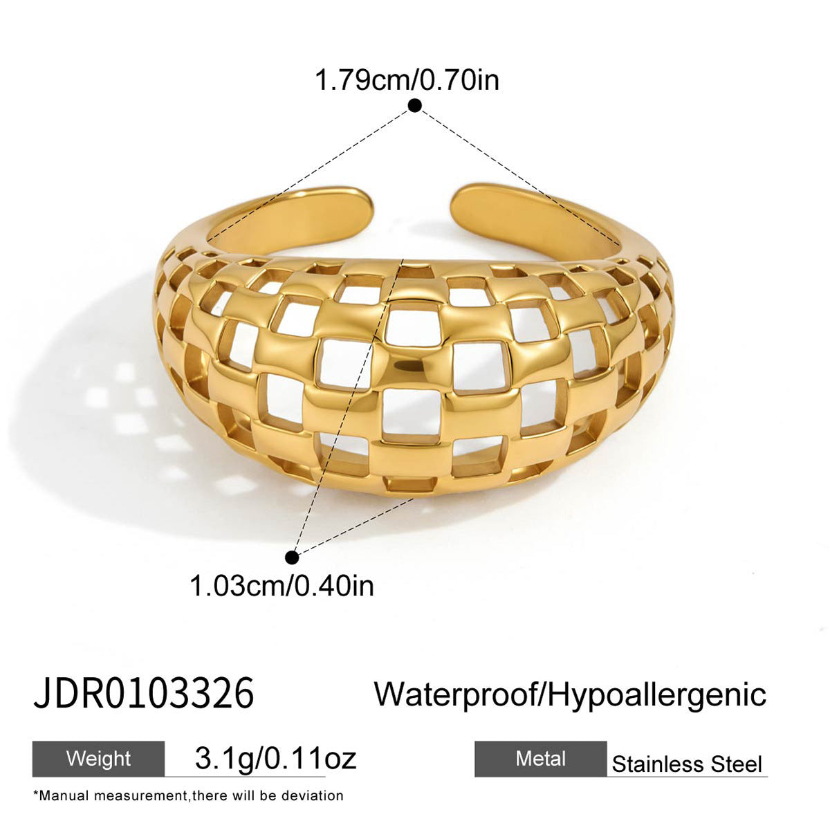Checkerboard stainless steel open band measurement diagram