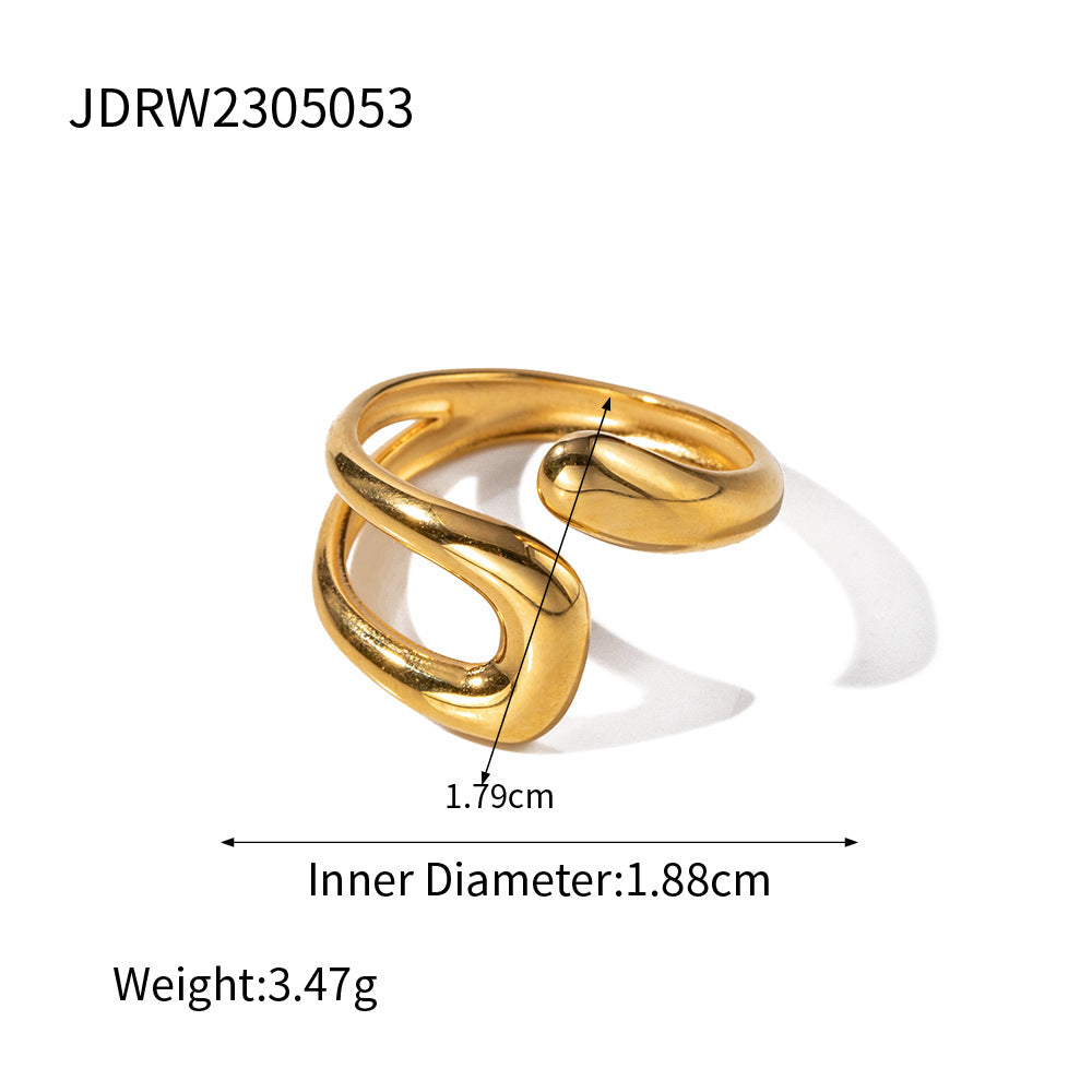 Gold-Tone Sculptural Flower Stainless Steel Ring Collection — wholesale view 6