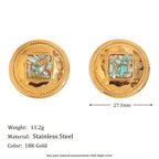 stainless steel green stone chip stud earrings with size and weight